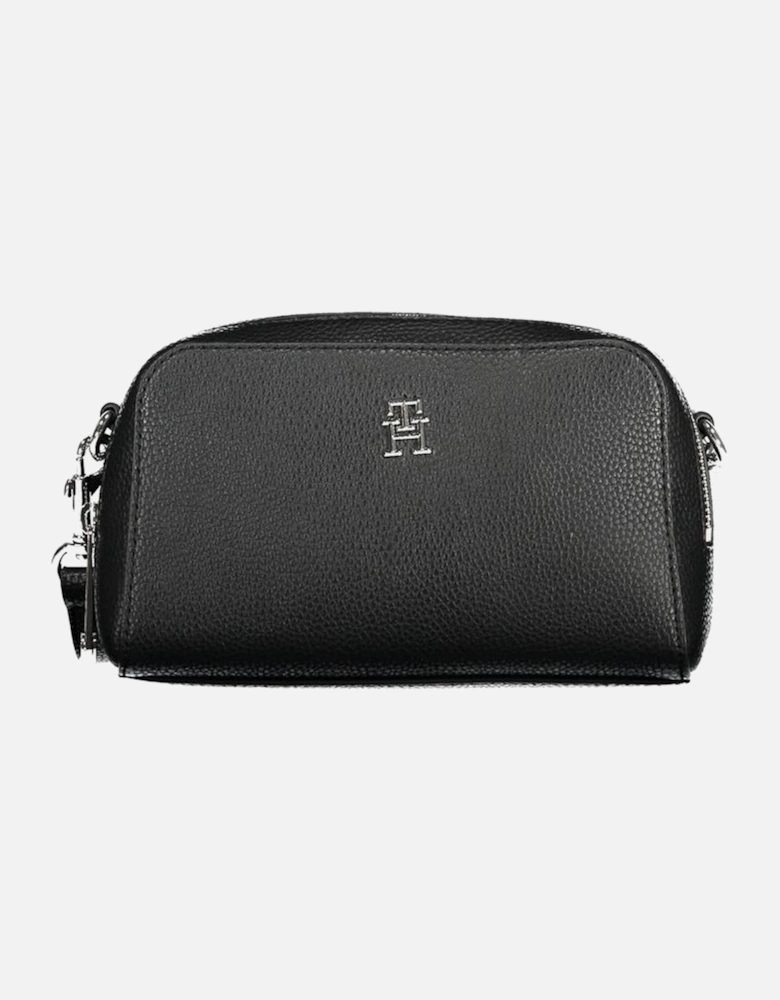 Adjustable Shoulder Bag with Zip Closure and Logo Women - Black