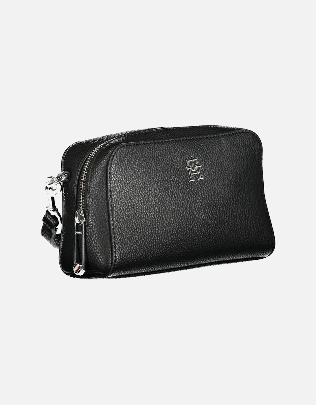 Adjustable Shoulder Bag with Zip Closure and Logo Women - Black