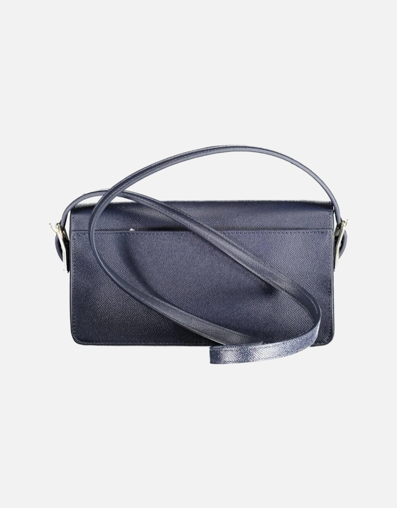 Blue Adjustable Shoulder Bag with Snap Closure and Iconic Logo Women