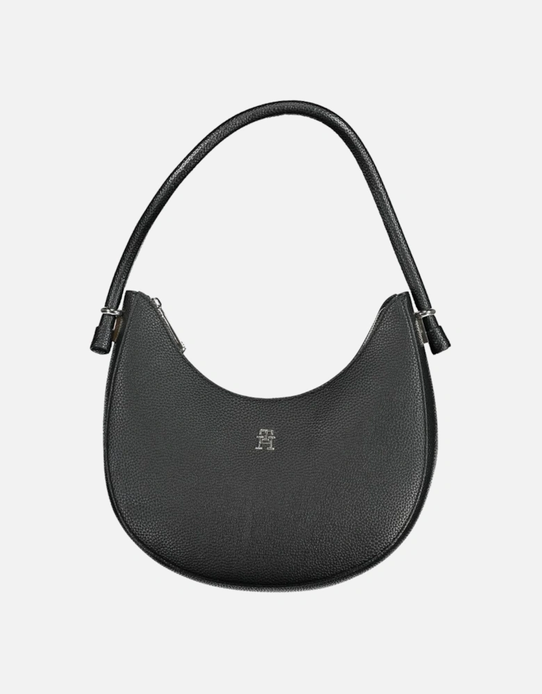 Shoulder Handle Bag with Zip Closure and Logo Women - Black Handbags