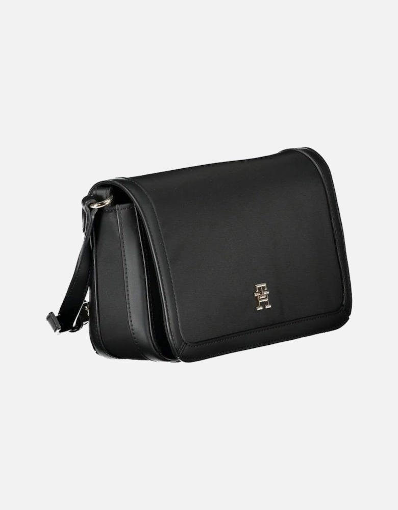 Recycled Polyester Shoulder Bag with Contrast Details and Logo Women -
