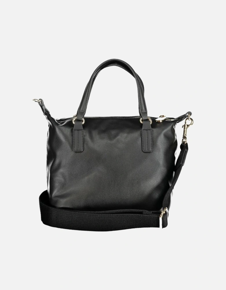 Two-Handle Shoulder Bag with Internal Pocket and Logo Women - Black