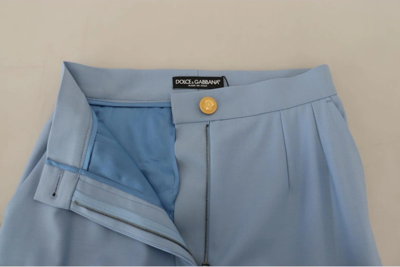 WideLeg Trousers Gold Buttons Women - Light Blue Jeans