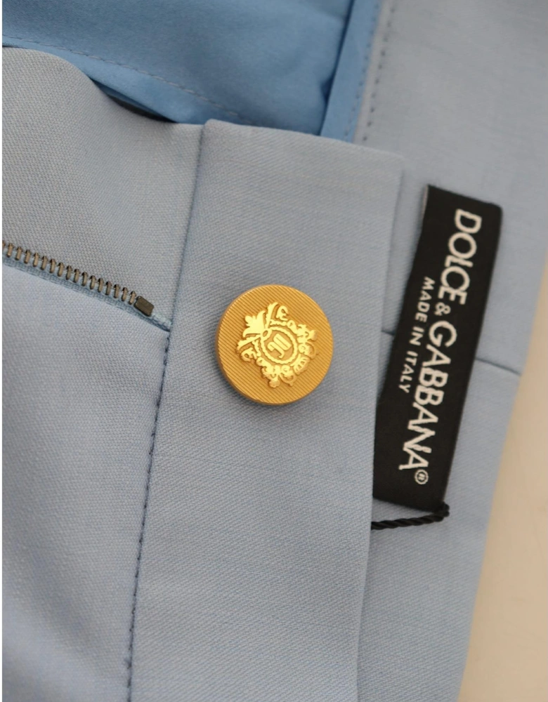 WideLeg Trousers Gold Buttons Women - Light Blue Jeans