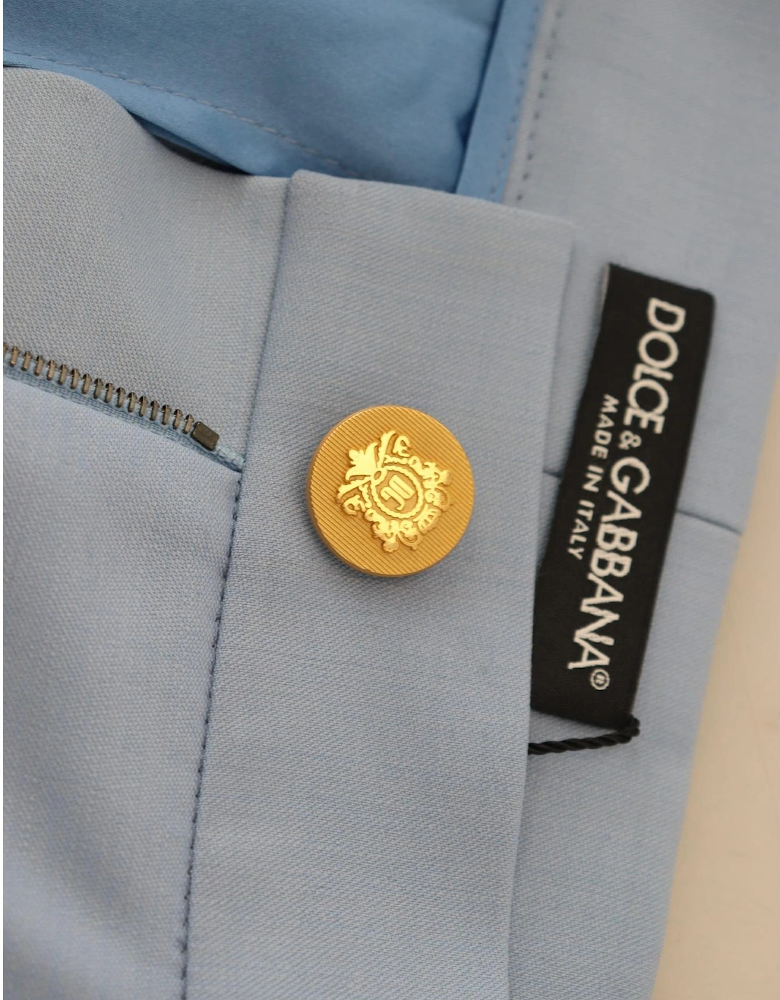 WideLeg Trousers Gold Buttons Women - Light Blue Jeans