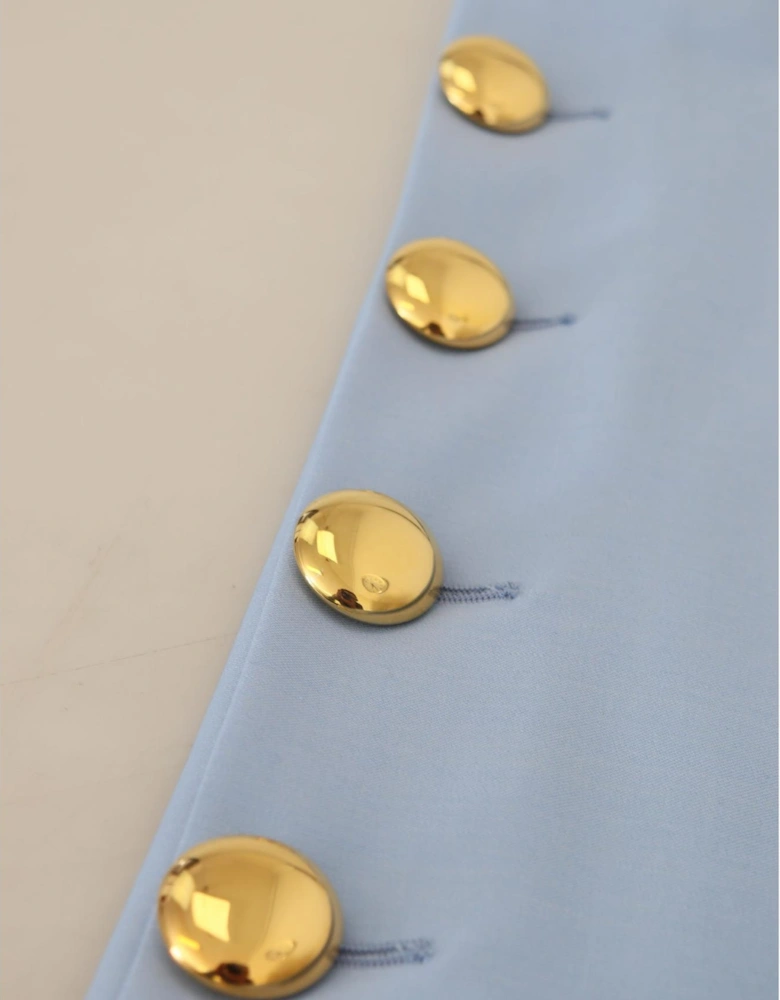WideLeg Trousers Gold Buttons Women - Light Blue Jeans