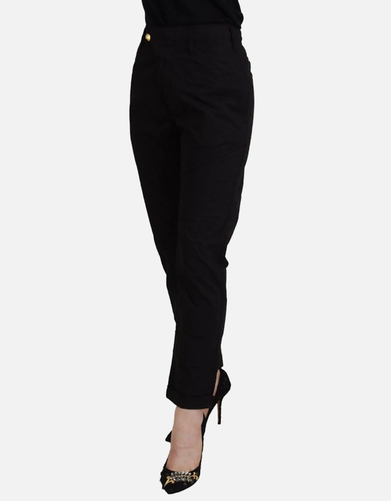 Tapered 100% Cotton Pants with Logo Women - Black Jeans