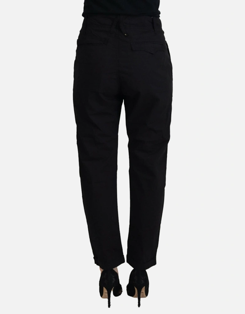 Tapered 100% Cotton Pants with Logo Women - Black Jeans