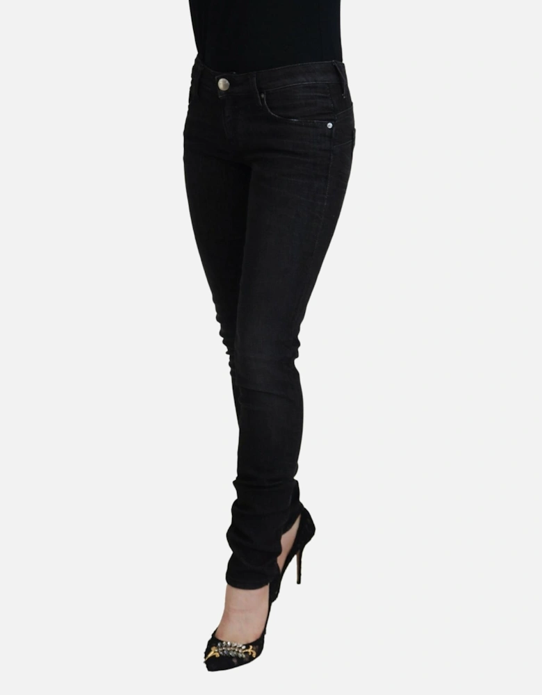 Low Waist Skinny Jeans with Zipper Closure Women - Black Jeans