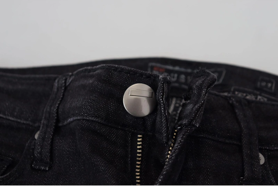 Low Waist Skinny Jeans with Zipper Closure Women - Black Jeans