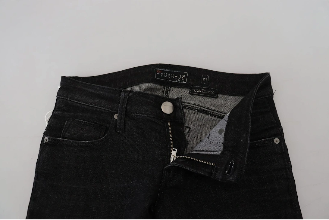 Low Waist Skinny Jeans with Zipper Closure Women - Black Jeans
