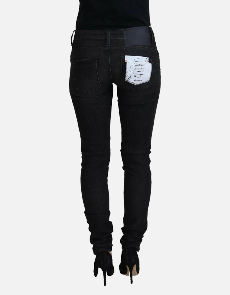Low Waist Skinny Jeans with Zipper Closure Women - Black Jeans