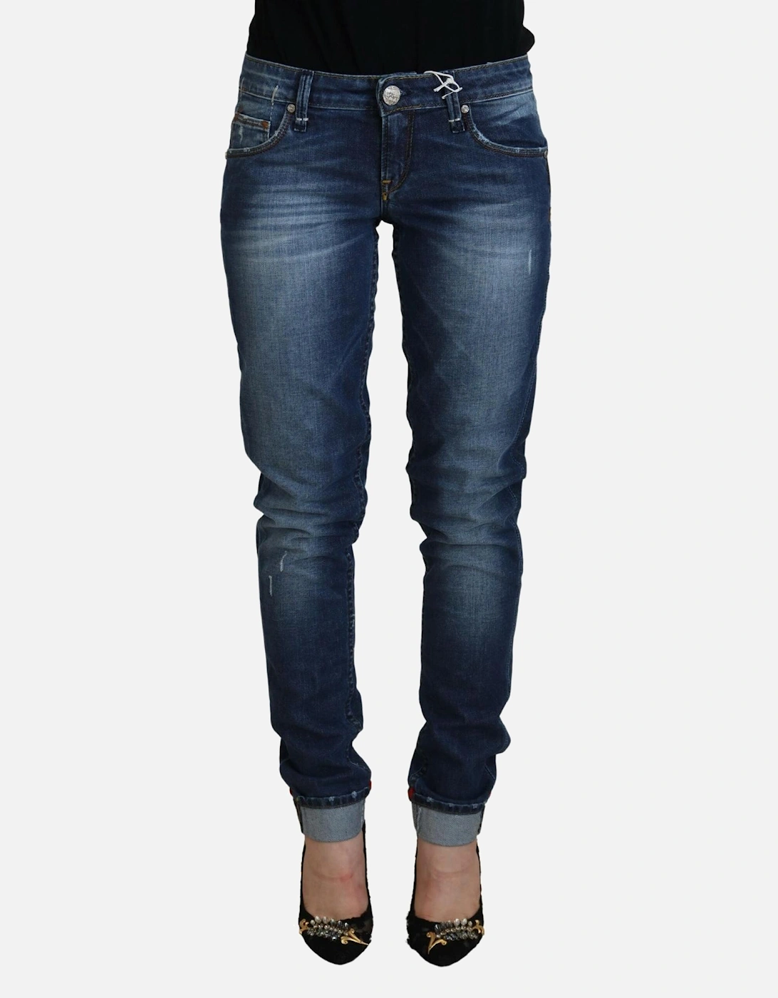 Low Waist Skinny Jeans with Zipper Closure Women - Blue Jeans, 7 of 6