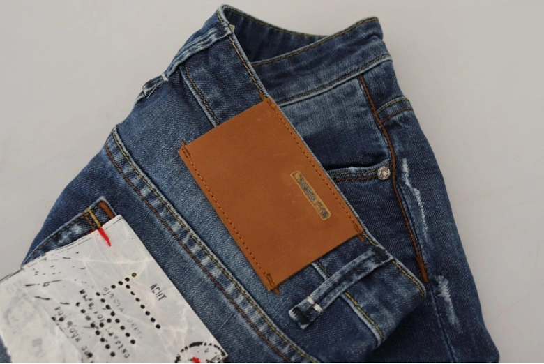Low Waist Skinny Jeans with Zipper Closure Women - Blue Jeans