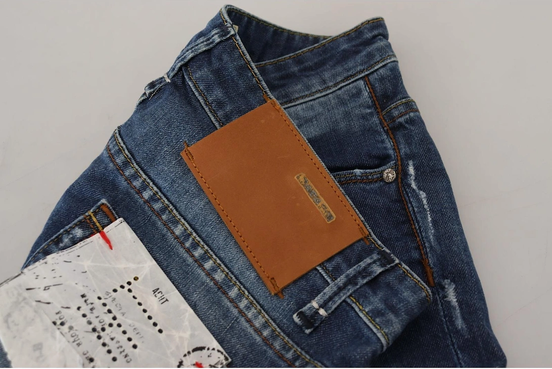 Low Waist Skinny Jeans with Zipper Closure Women - Blue Jeans