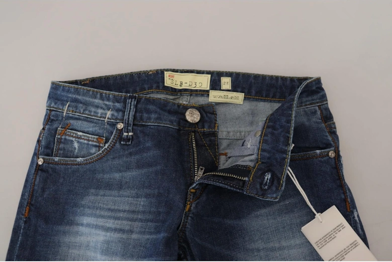 Low Waist Skinny Jeans with Zipper Closure Women - Blue Jeans