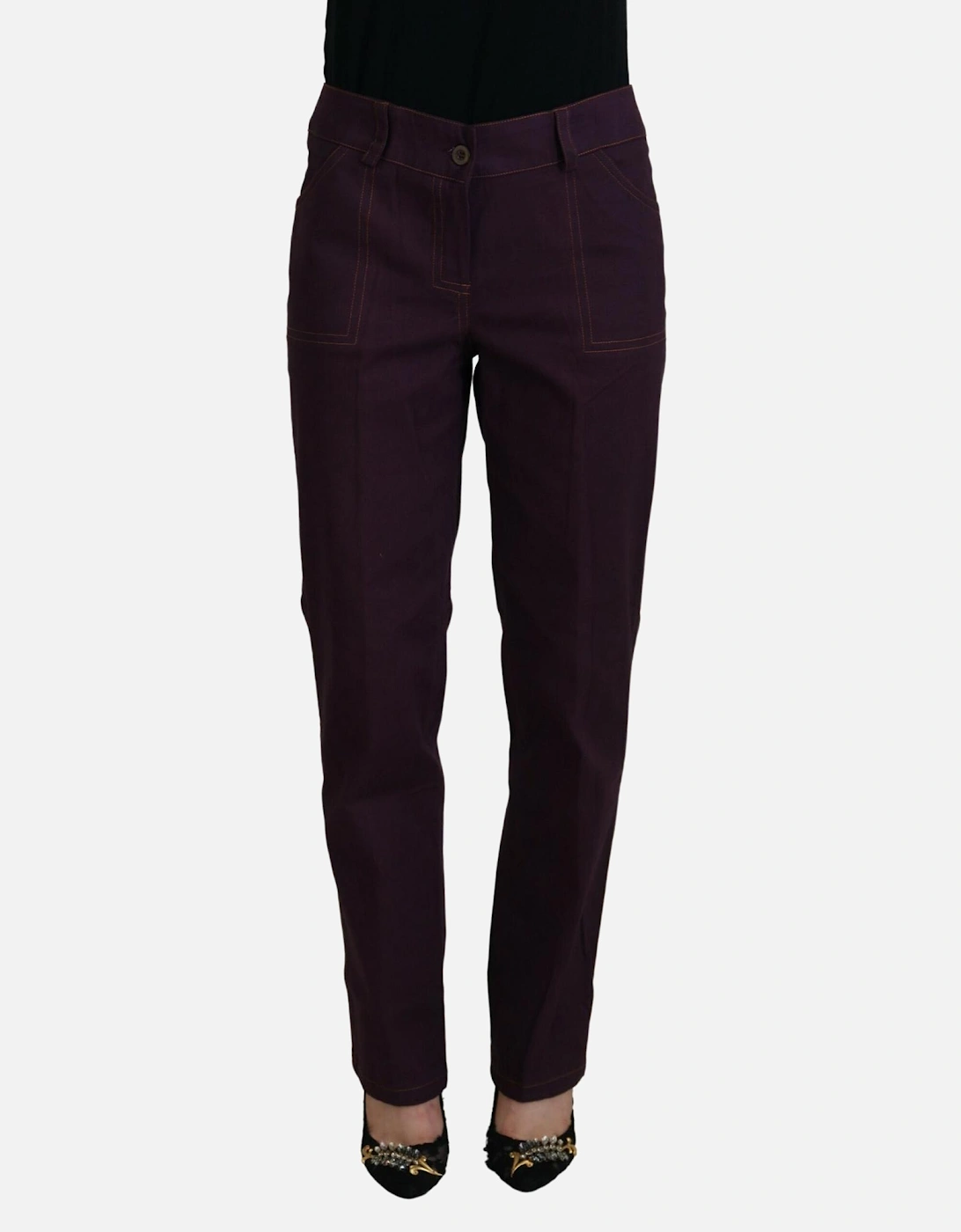 Purple Straight Leg Pants PAN74063 Women Jeans, 5 of 4