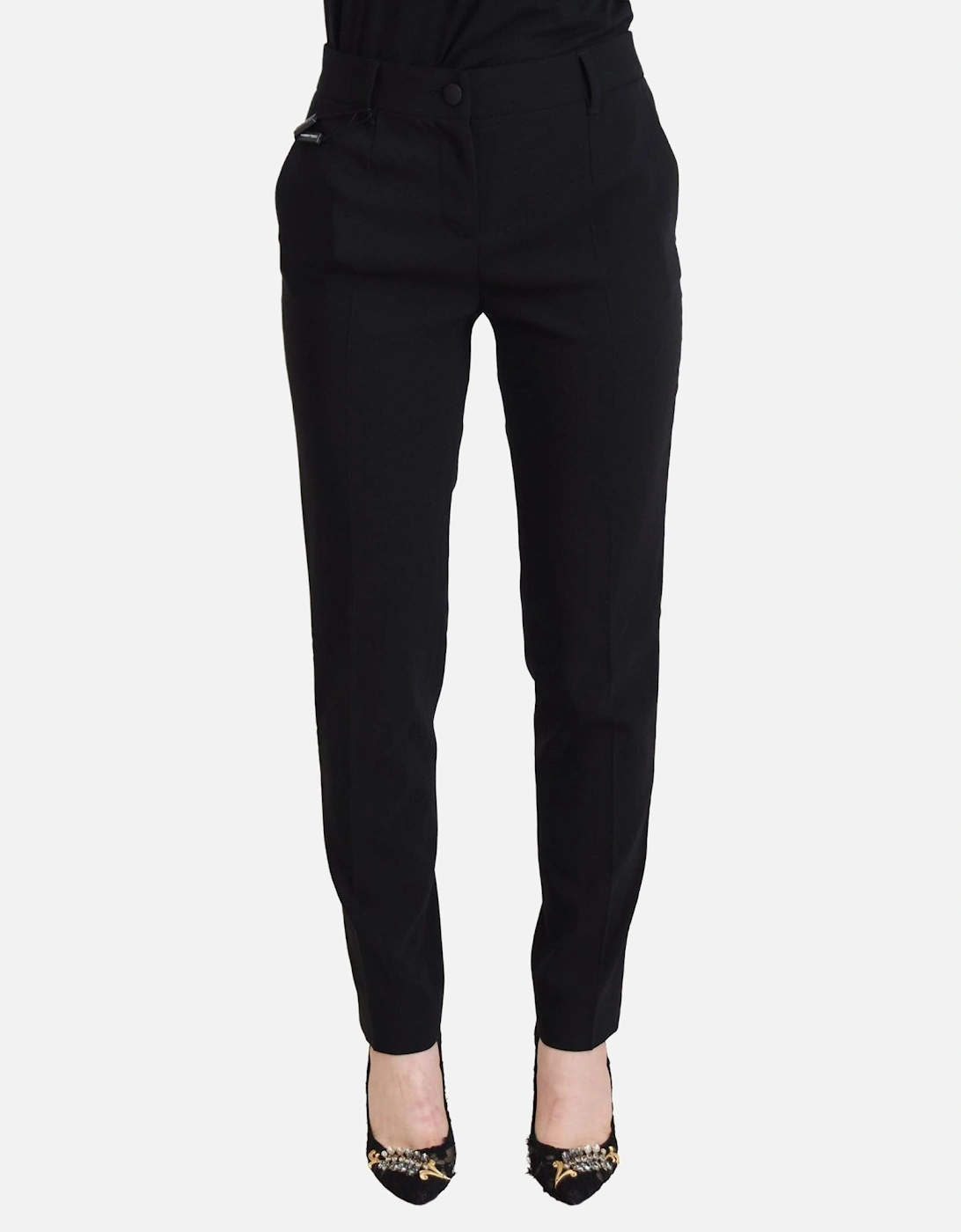 Wool Trousers StraightLeg Style Women - Black Jeans, 6 of 5