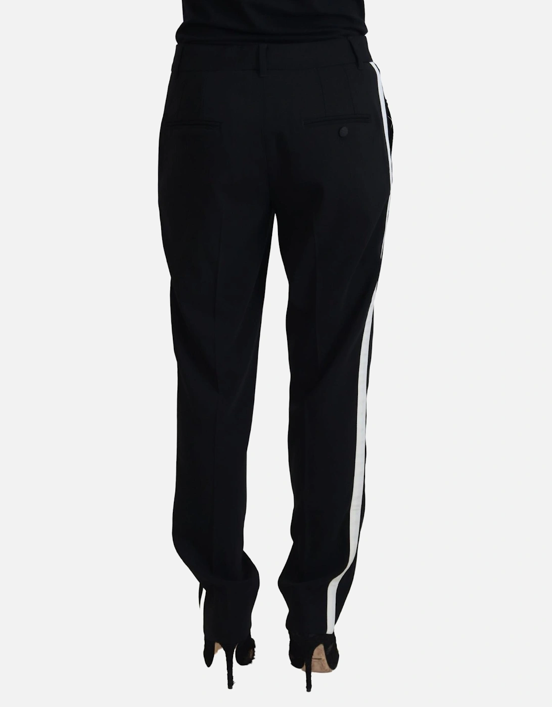 Wool-Silk Blend Pants with Logo Details Women - Black Jeans