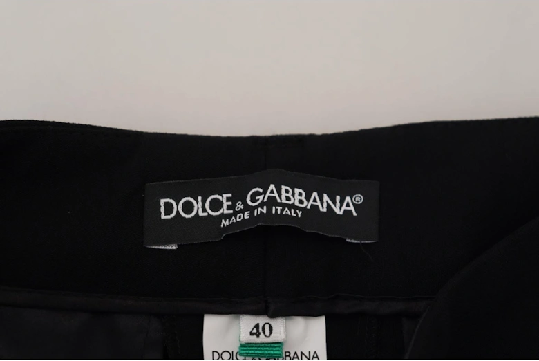 Wool-Silk Blend Pants with Logo Details Women - Black Jeans