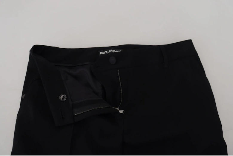 Wool-Silk Blend Pants with Logo Details Women - Black Jeans