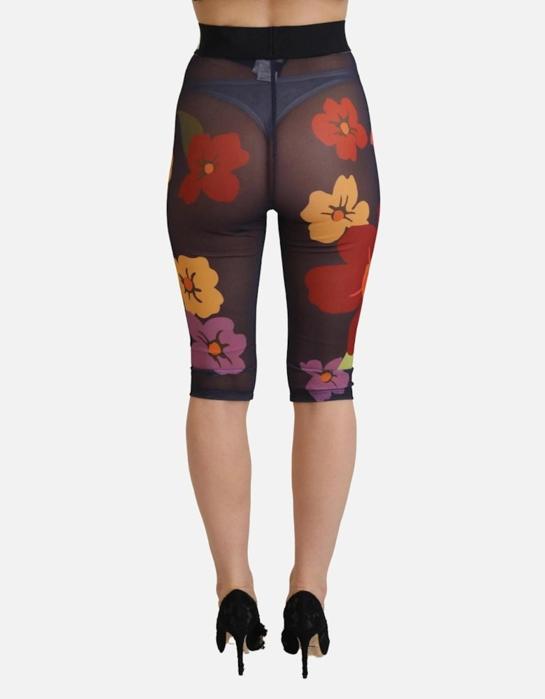 Floral Mesh Leggings Cropped Style Women - Black Jeans