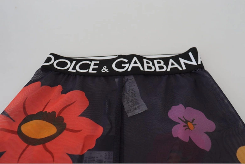 Floral Mesh Leggings Cropped Style Women - Black Jeans
