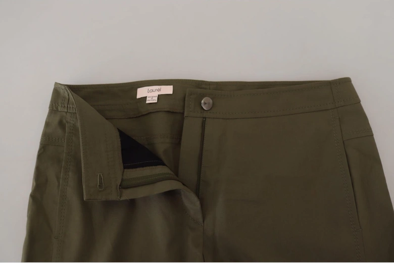 Tapered Cotton-Blend Pants with Logo Details Women - Green Jeans