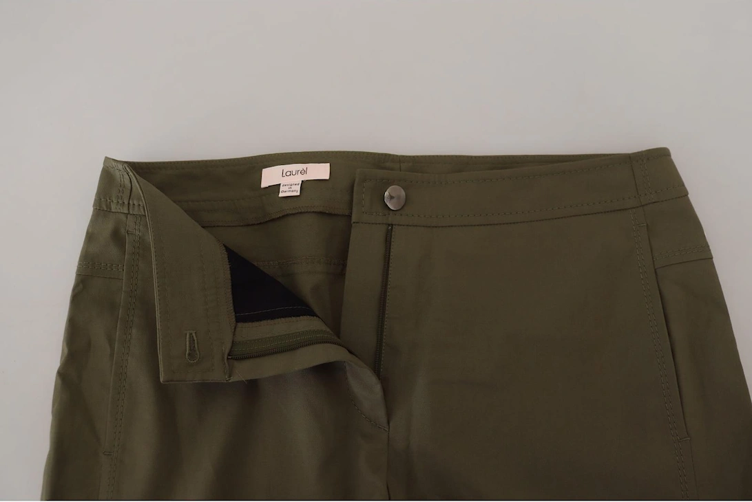 Tapered Cotton-Blend Pants with Logo Details Women - Green Jeans