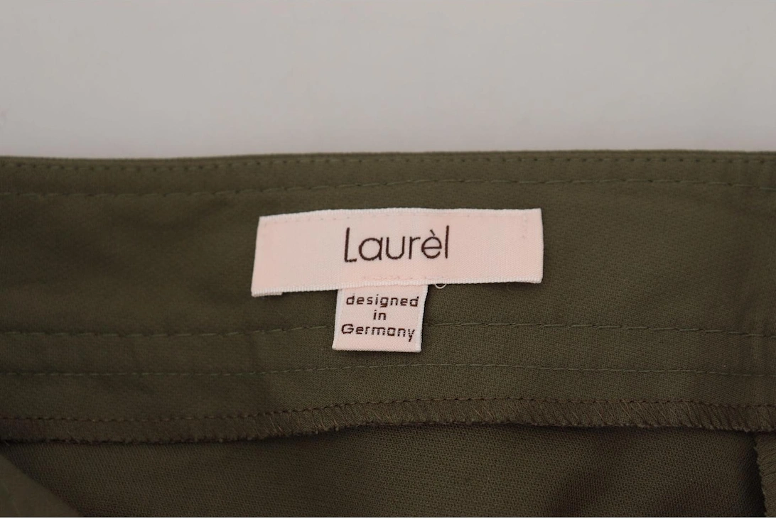 Tapered Cotton-Blend Pants with Logo Details Women - Green Jeans