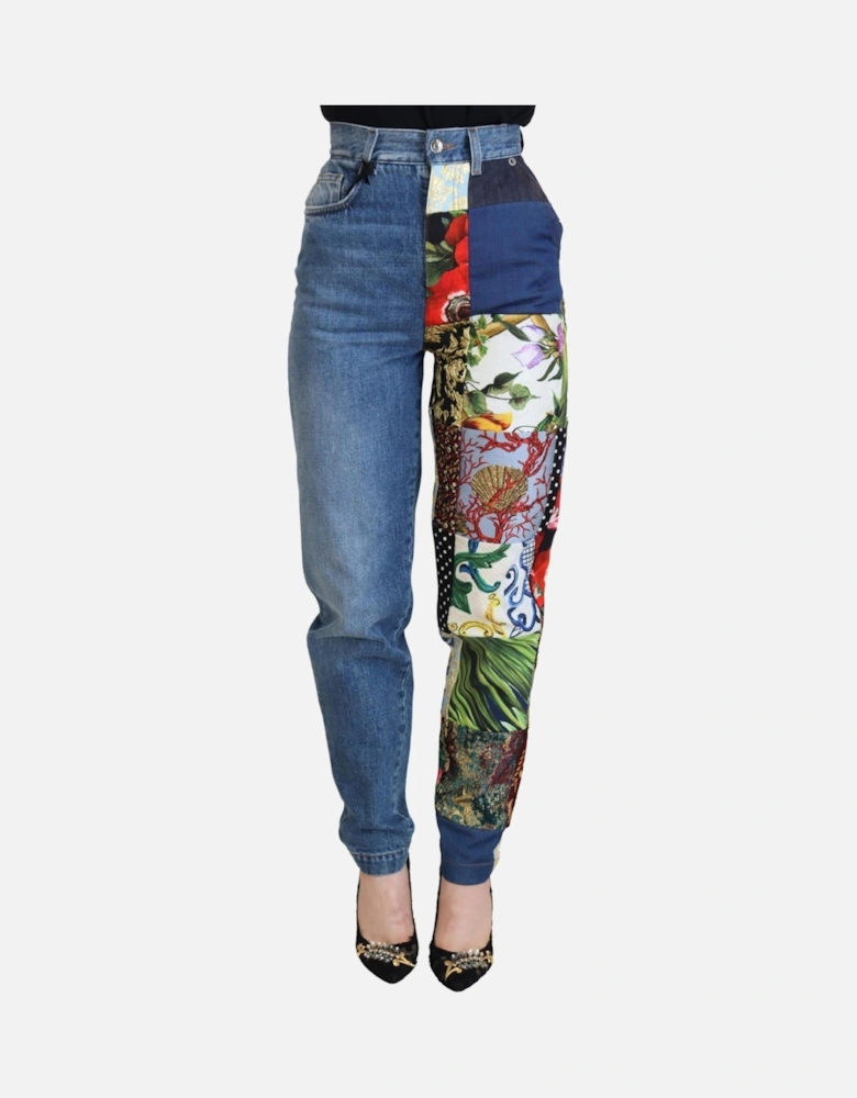 HighWaisted Patchwork Jeans Women - Blue Jeans