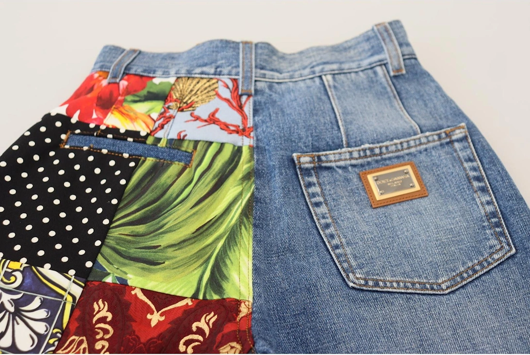 HighWaisted Patchwork Jeans Women - Blue Jeans