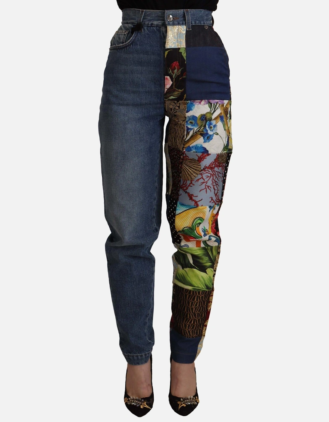 Patchwork Jeans HighWaisted Style Women - Blue Jeans, 7 of 6