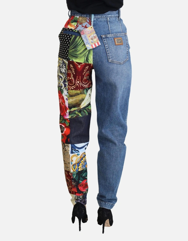 HighWaisted Patchwork Jeans Women - Blue Jeans