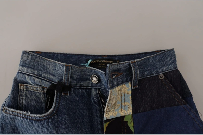 Patchwork Jeans HighWaisted Style Women - Blue Jeans