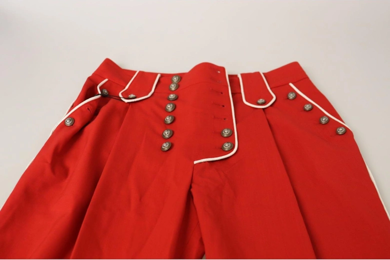 Cropped Pants HighWaisted Button Front Women - Red Jeans