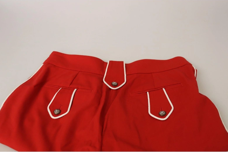 Cropped Pants HighWaisted Button Front Women - Red Jeans