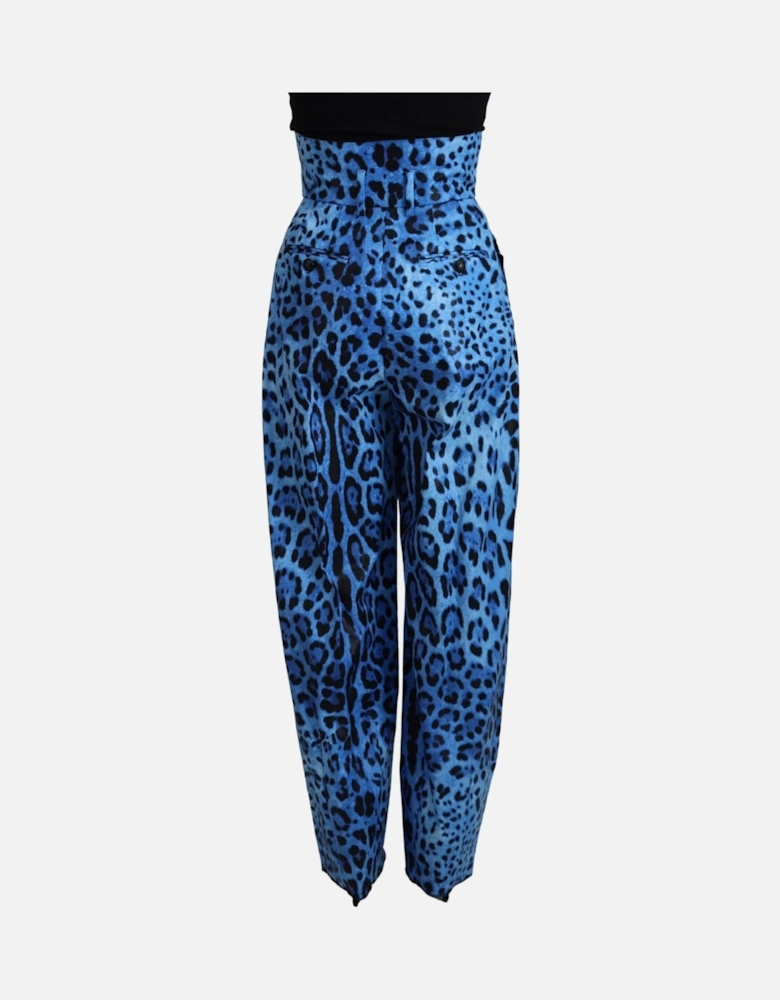 HighWaisted Leopard Print Wide Leg Pants Women - Blue Jeans