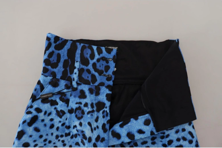 HighWaisted Leopard Print Wide Leg Pants Women - Blue Jeans