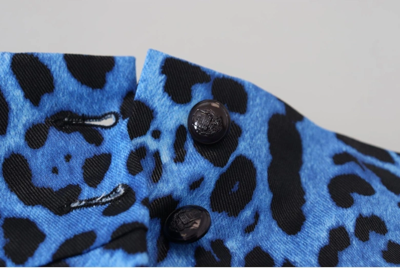 HighWaisted Leopard Print Wide Leg Pants Women - Blue Jeans