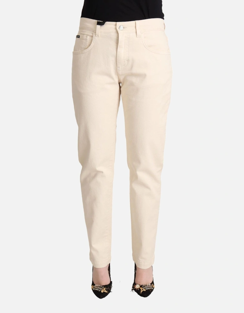 Casual Straight Leg Jeans Women - White Jeans