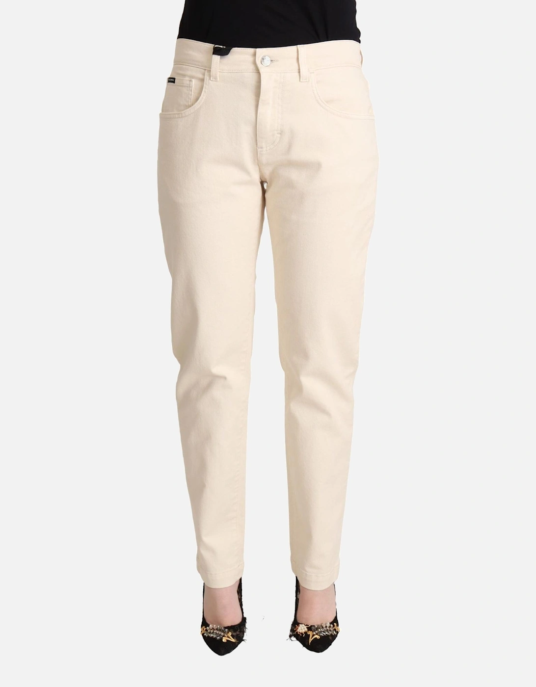 Casual Straight Leg Jeans Women - White Jeans, 4 of 3