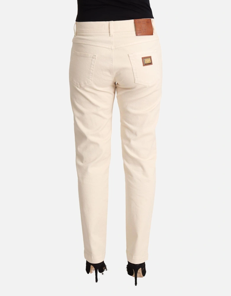 Casual Straight Leg Jeans Women - White Jeans