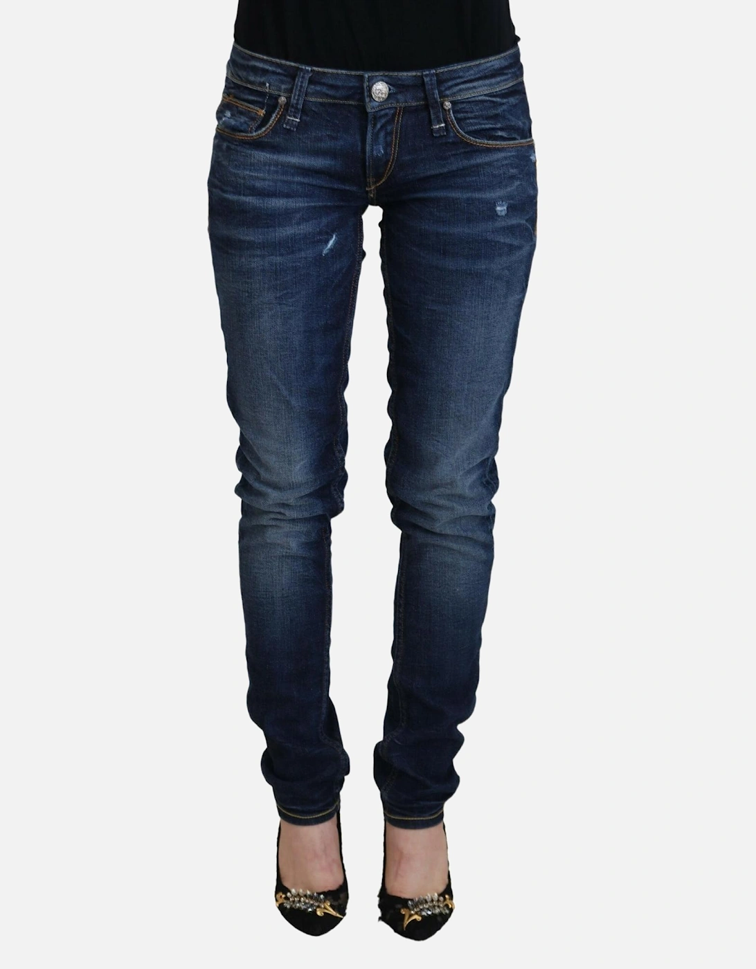 Low Waist Skinny Jeans with Zipper Closure Women - Blue Jeans, 6 of 5