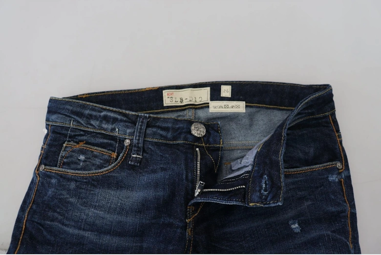 Low Waist Skinny Jeans with Zipper Closure Women - Blue Jeans