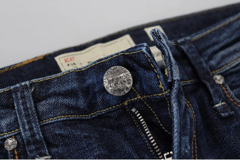 Low Waist Skinny Jeans with Zipper Closure Women - Blue Jeans