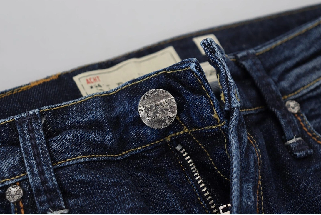 Low Waist Skinny Jeans with Zipper Closure Women - Blue Jeans