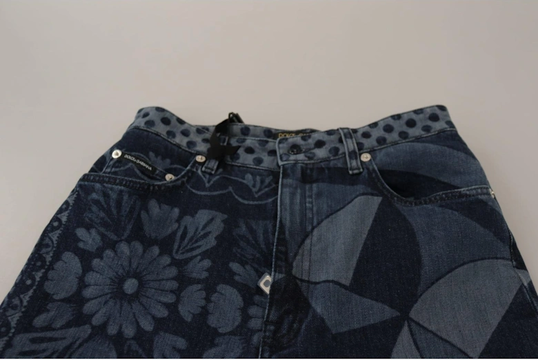 Dolce Gabbana Floral Geometric Skinny Jeans Women - Blue Jeans