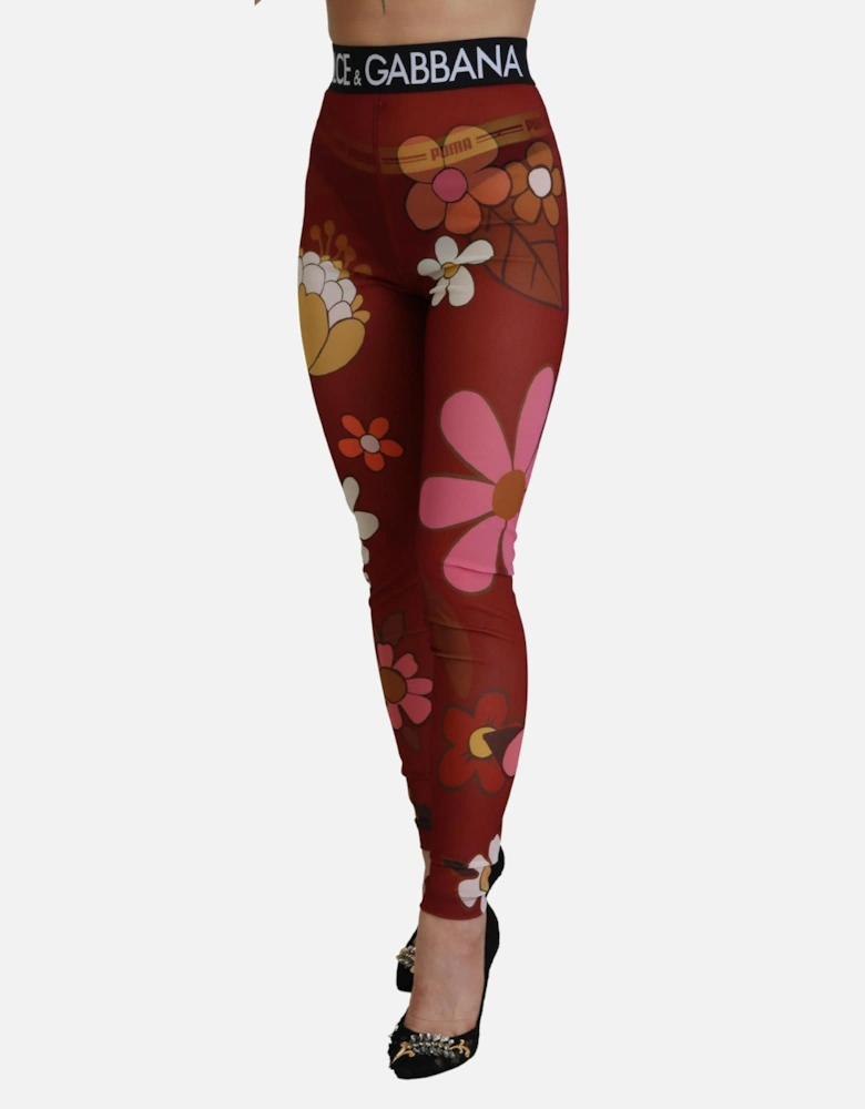 Floral Mesh Leggings Style PAN74235 Women - Red Jeans