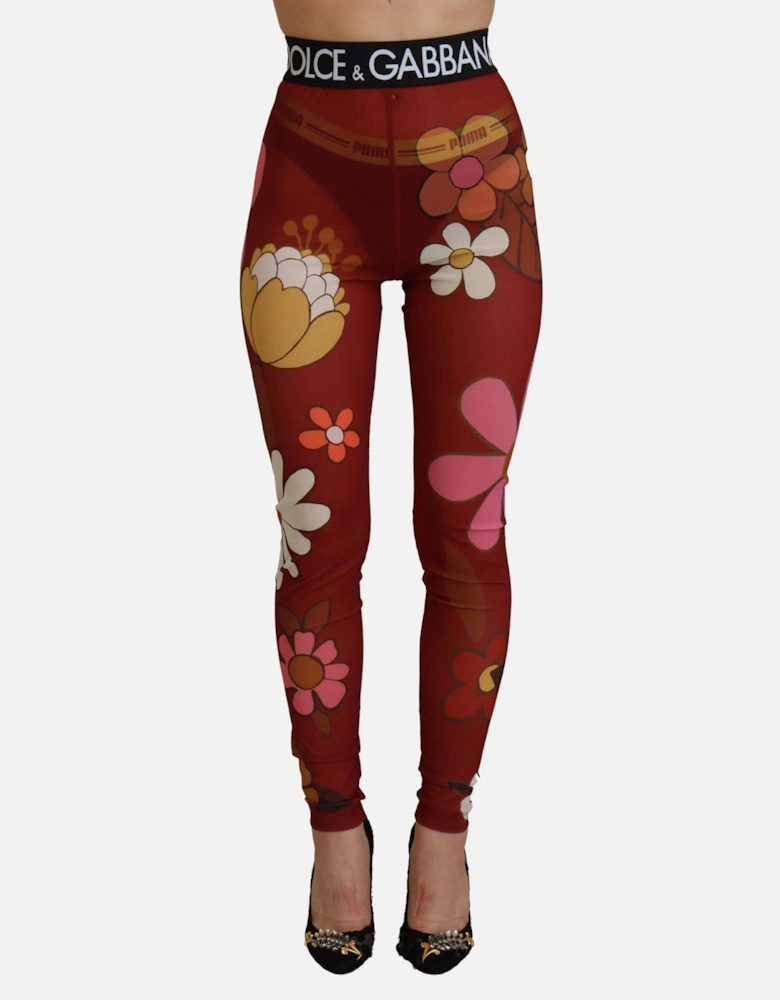 Floral Mesh Leggings Style PAN74235 Women - Red Jeans